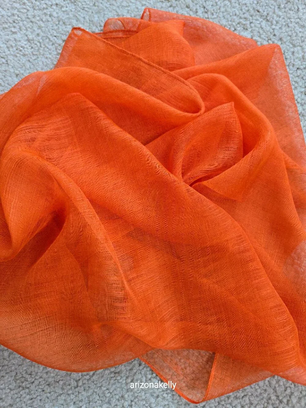 Linen/Silk (80/20) Scarf Sheer Lightweight Orange